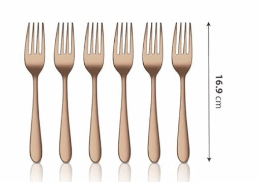 Shri & Sam Stainless Steel Jasmine Rose Gold PVD Coating Baby Fork,6 Pieces